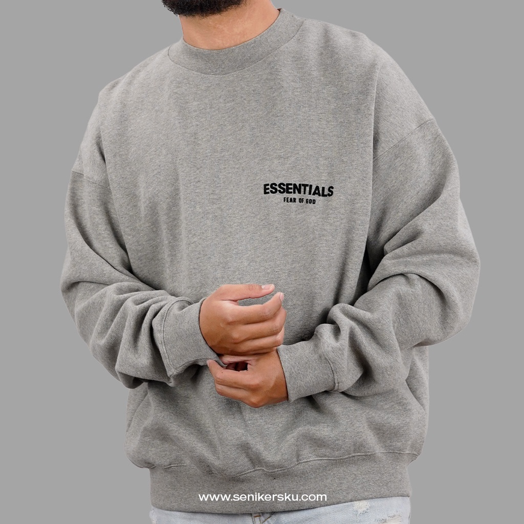 Essentials FOG Crewneck Flocked Dark Oat SS22