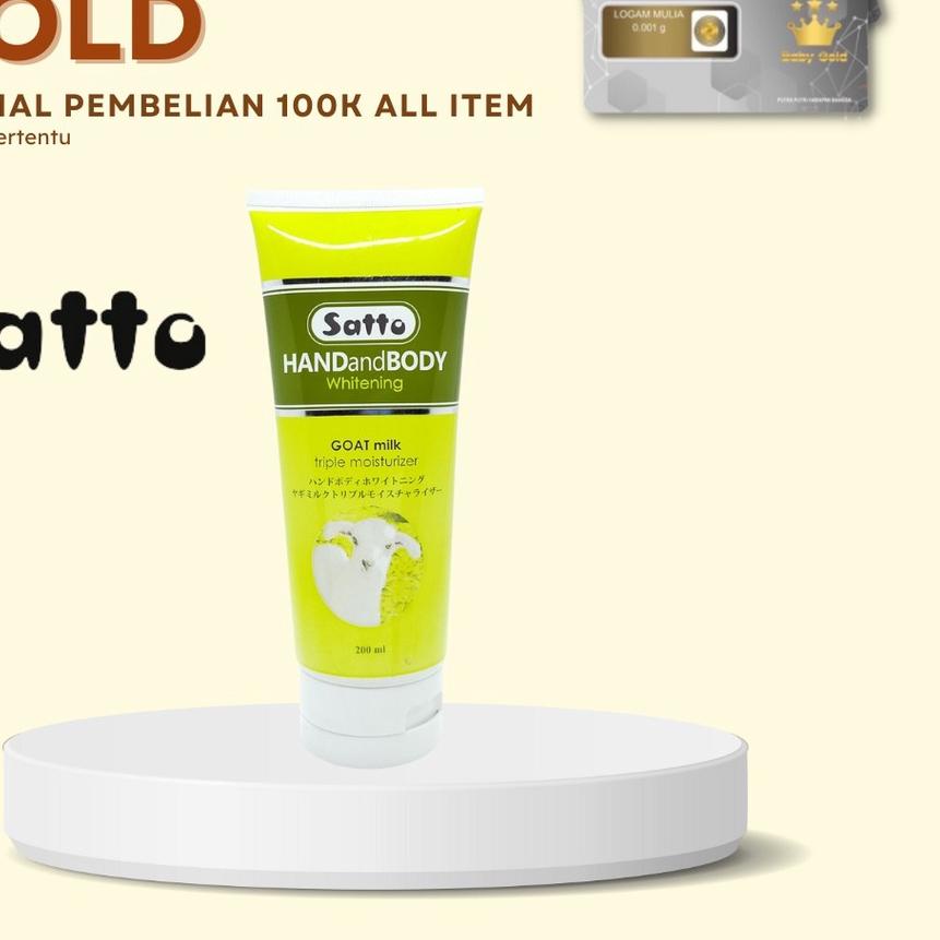 ❇ ✨STAR✨ ( PEMBELIAN 2 FREE BABY GOLD)Satto Handbody Whitening Goat Triple Moisturizer 200ml  | loti