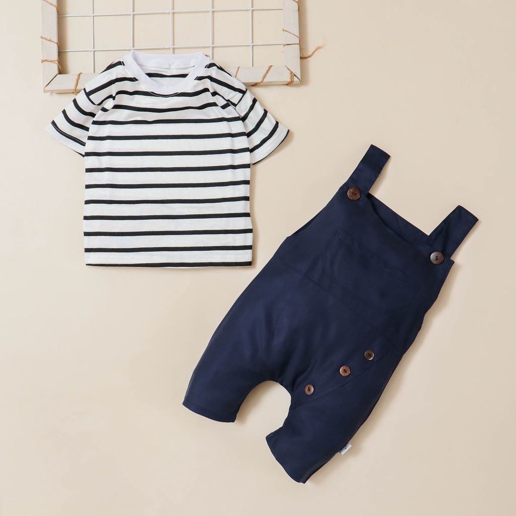 Nuna Store Overall Garis Rayon Twill  / Baju Kodok Anak / Jumpsuit Bayi/ baju bayi/ Overall Bayi Usia 0 - 4,5 Tahun