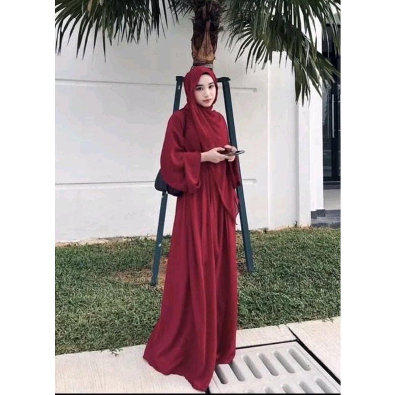 Ladyra Set Abaya wanita dewasa terbaru kekinian_hits // harga promo bahan ceruty babydoll lapis full furing, zipper depan nyaman digunakan ukuran s, L dan XL LD 120