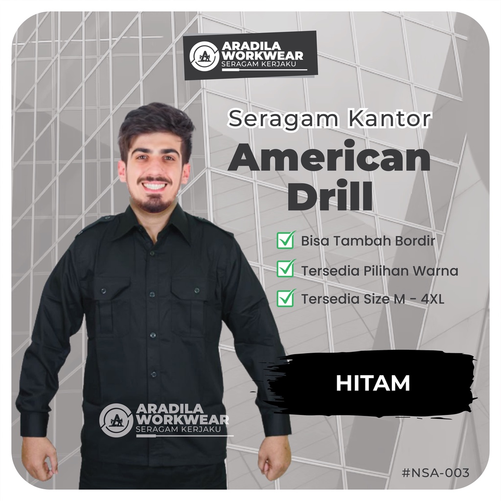 Baju Pdl Tangan Panjang Polos Hitam Kemeja Hitam Putih Biru Dongker Nevi Merah Seragam Kerja Kantor