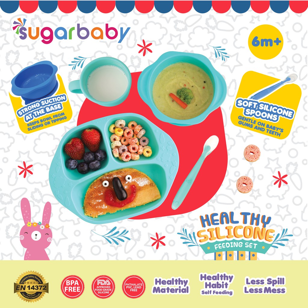 Sugar Baby Healthy Silicone Feeding Set (isi 4)
