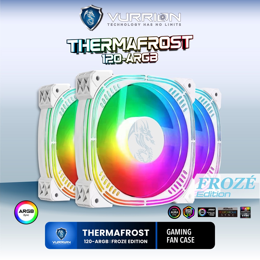 3 Fan ARGB + Controller Thermafrost Vurrion Froze Edition Fan Casing Gaming RGB Fan Case Cooler PWM 120MM 12CM