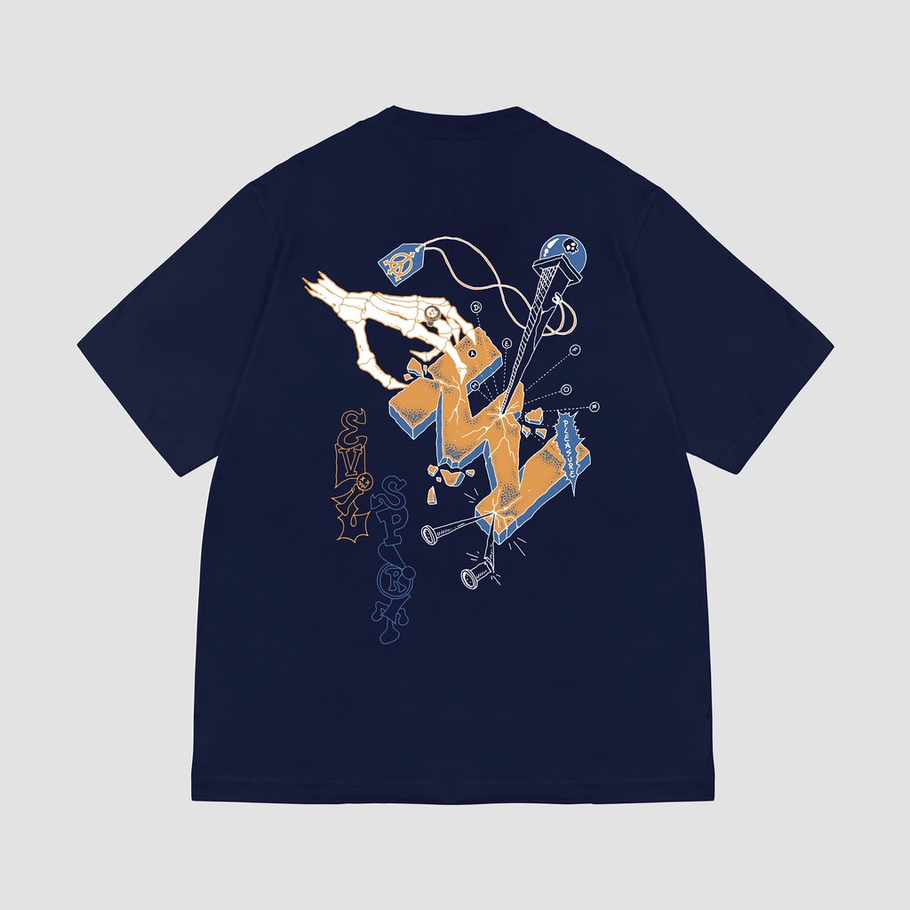 EVILSPIRIT KAOS OVERSIZE HEAVYWEIGHT 16S  - SPLASH NAVY UNISEX