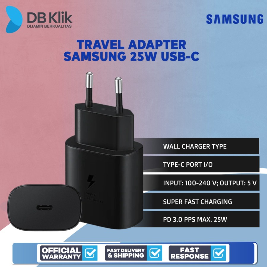 Travel Adapter Samsung 25W USB-C - Kepala Charger Samsung 25W Original