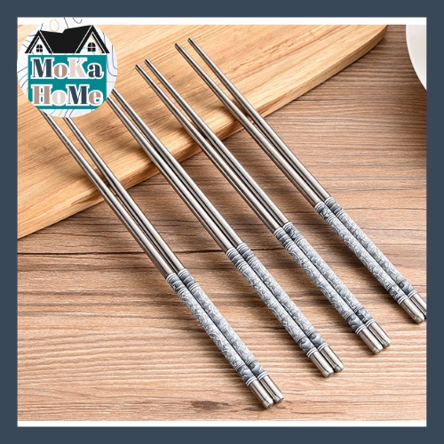 Sumpit stainless / Sumpit makan Korea / Sumpit bermotif / sumpit polos / Sumpit Besi Sumpit Anti Sli