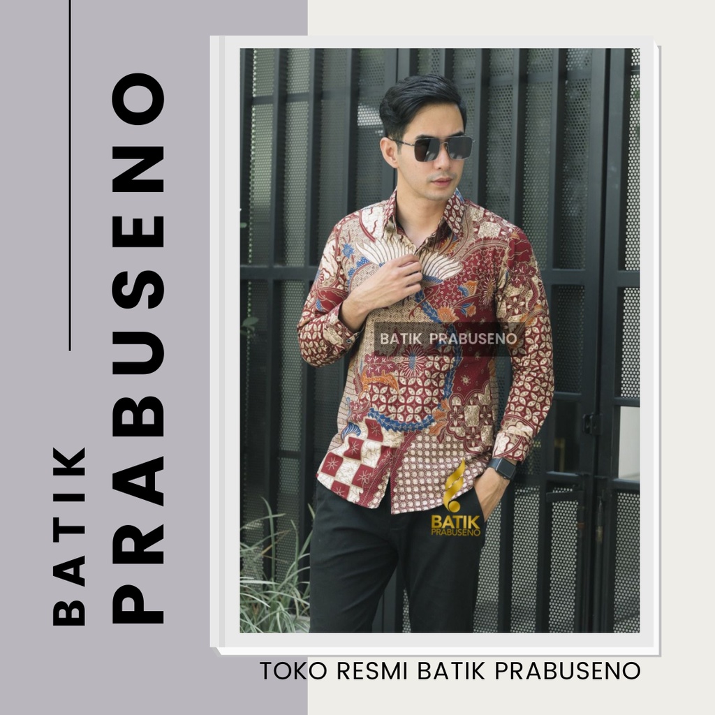 Batik kemeja Pria Lapis furing Premium Motif Surya Kencana Batik Lengan Panjang Kekinian