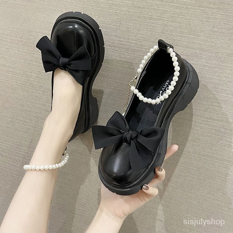 [✅BISA COD] #Sisjuly# Sepatu Mary Jane wanita wanita busur kepala bulat Jepang JK sepatu kulit kecil