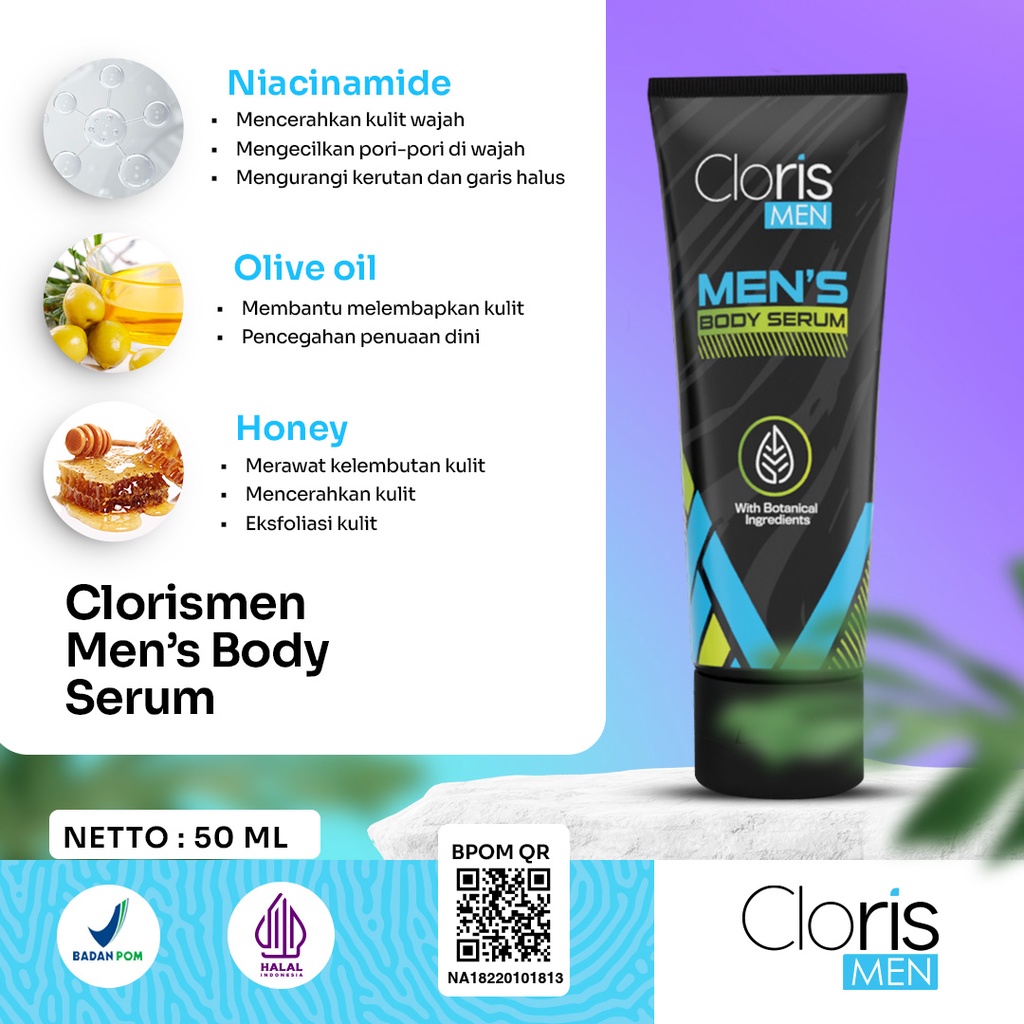 Clorismen MEN'S BODY SERUM Lotion Pemutih Badan Pria Meratakan Kulit Belang Kusam dan Melindungi dari Sinar Matahari