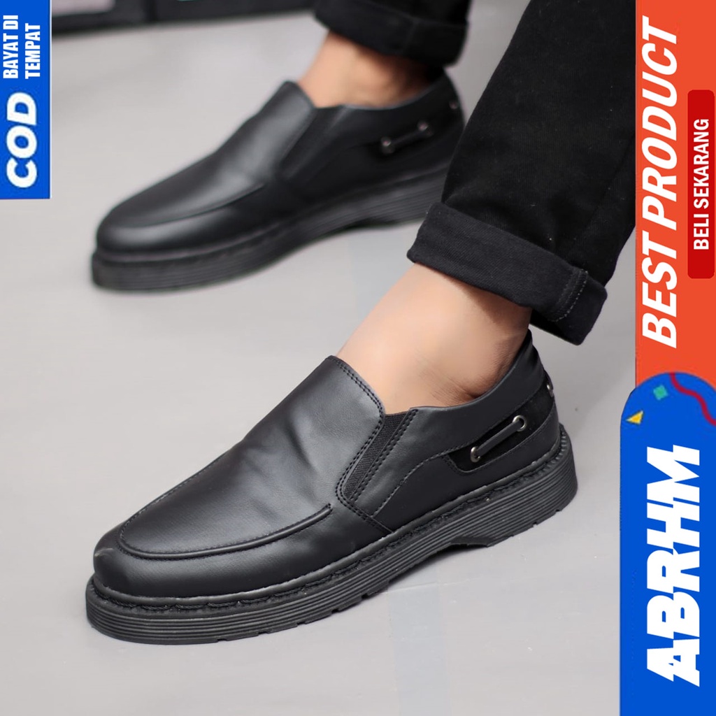 Sepatu Loafers Docmart Pria Formal Kerja Hitam Abraham FULTON