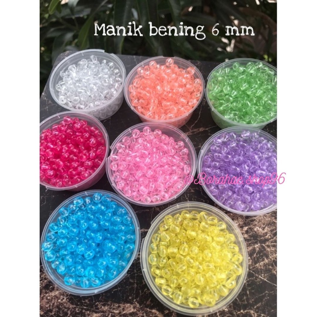 Manik bening transparan 6mm 8mm bahan manik manik kaca transparan