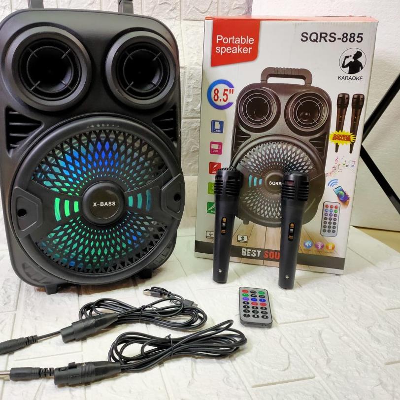 ➢ COD Speaker Bluetooth Karaoke SQRS  8.5 Inch Bonus 2 Mic Kabel/Salon Karaoke 2 Mik/Salon Bluetooth