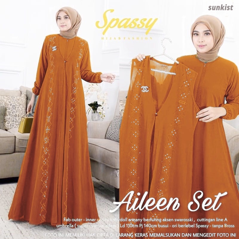 [Ada jumbo] AILEEN set / Ailen Dres / Aileen Dress / Aileen Gamis-Sunkist