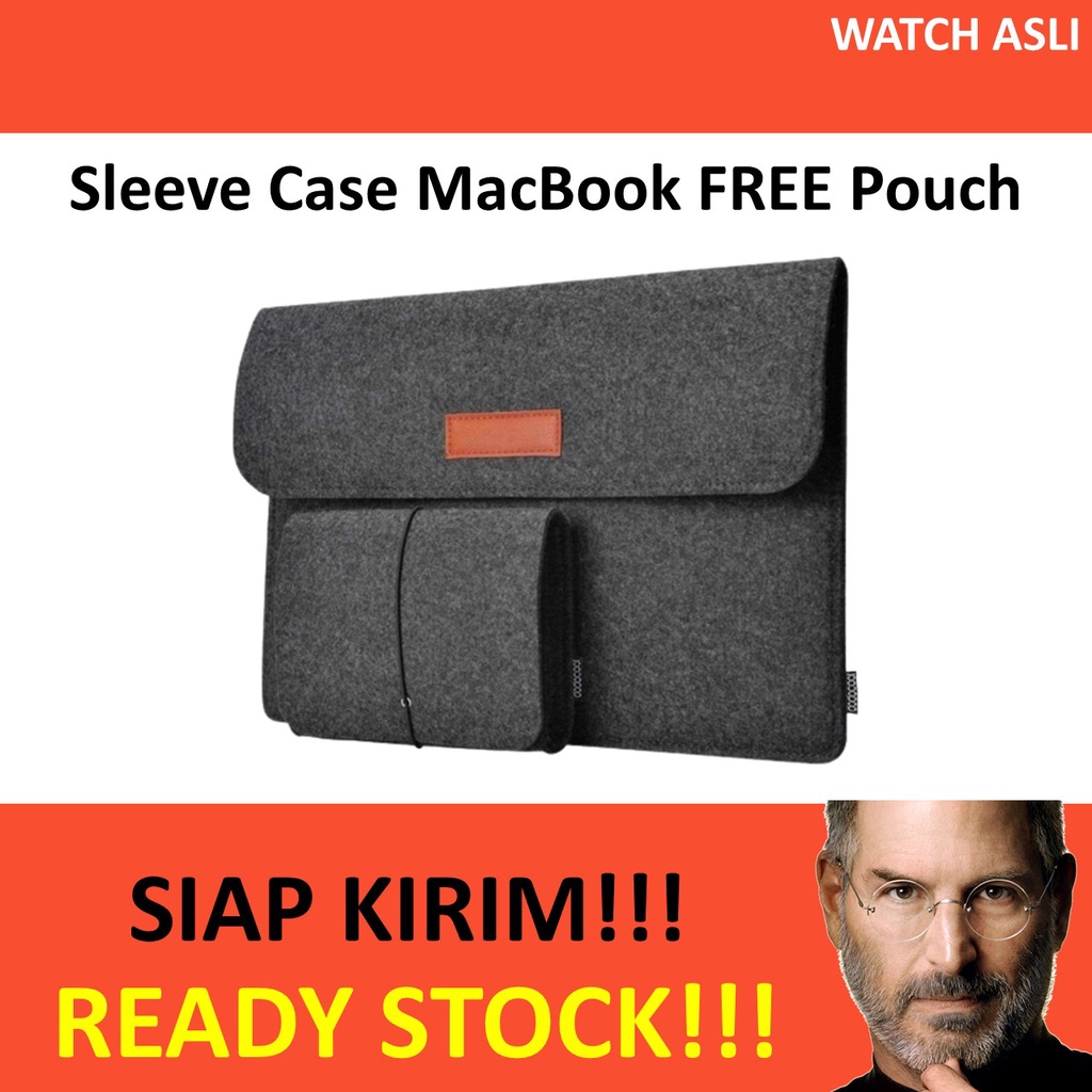 Sleeve Case Laptop MacBook Air Pro M2 12 13 14 15 Inch FREE Pouch Tas