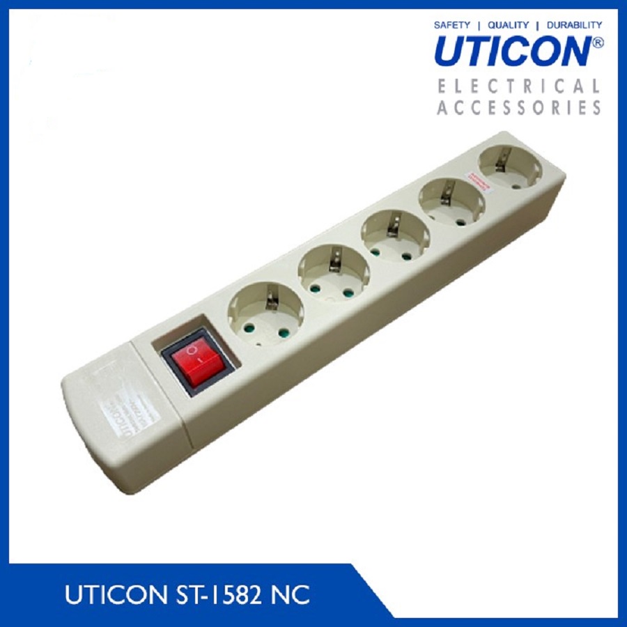 Uticon ST-1582NC Stop Kontak Arde 5 Lubang + Saklar Terminal 5 Lubang Tanpa Kabel