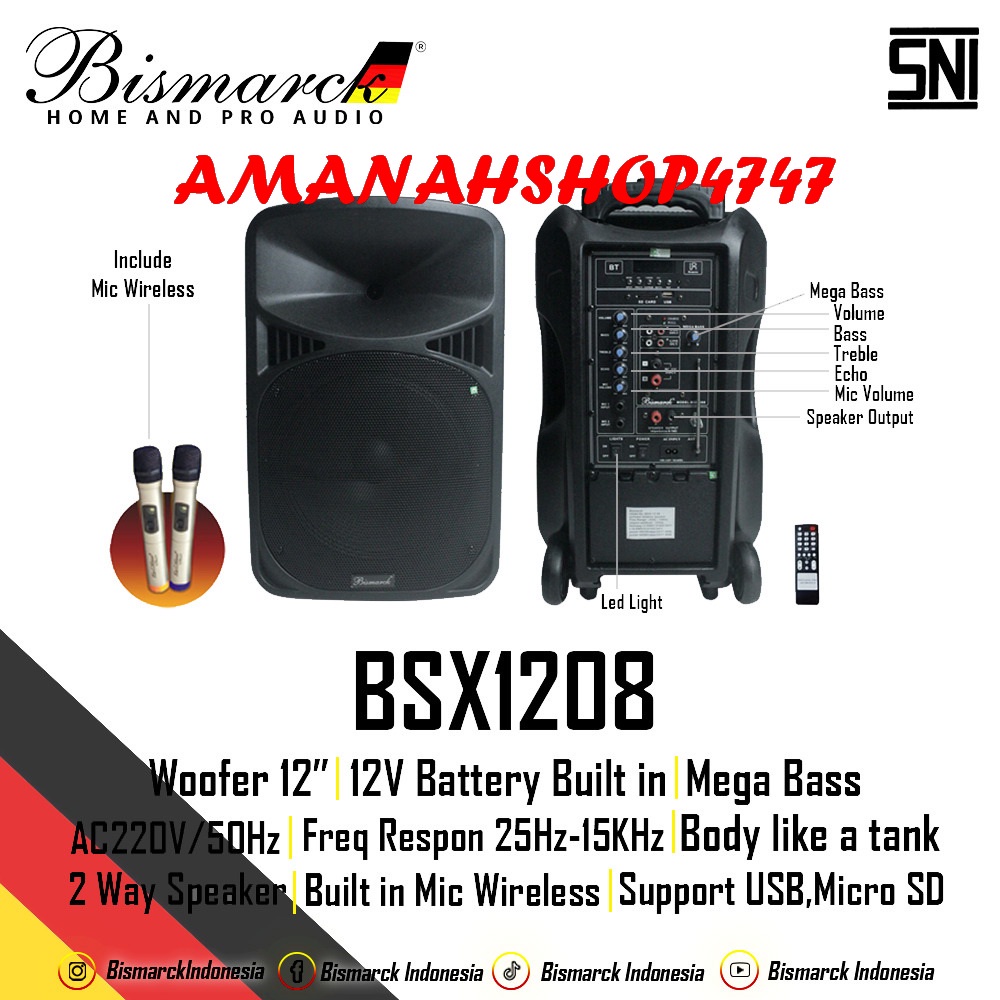 Speaker Portable Bismarck BSX 1208 BSX1208 BLUETOOTH
