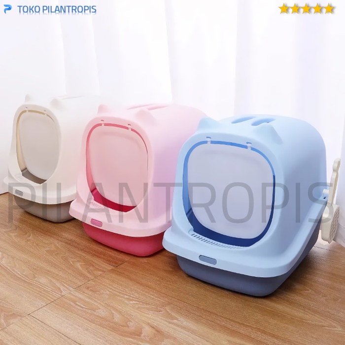 CAT LITTER BOX KUCING JUMBO BESAR TERTUTUP TOILET KUCING BAK TEMPAT KOTORAN POOP KUCING BESAR TERTUTUP