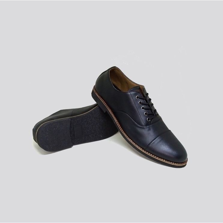 RAFAEL OXFORD BIG SIZE | Sepatu Pria Full Black Ukuran Besar Strap Pantofel Meeting