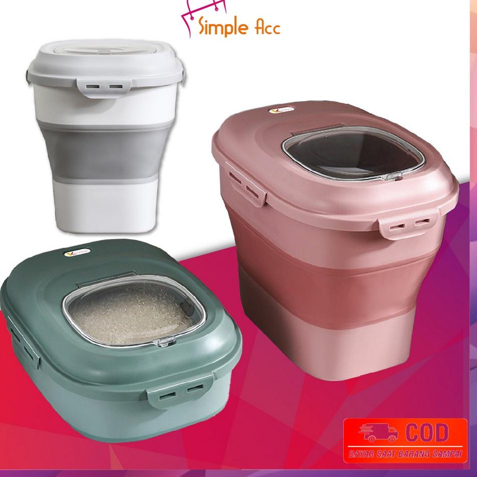 TERBAIK DO-C259 Tempat Penyimpanan Beras 25KG Foldable Rice Container Storage Dispenser Beras FREE C