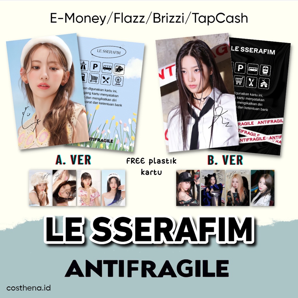 TERMURAH!! CUSTOM FLAZZ/EMONEY/BRIZZI/TAPCASH LE SSERAFIM ANTI FRAGILE 2 SISI