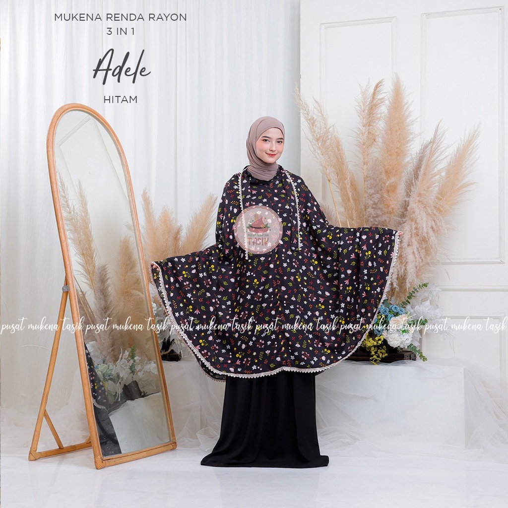 PUSAT MUKENA TASIK - MUKENA RENDA RAYON DEWASA 3 IN 1 MOTIF ADELE