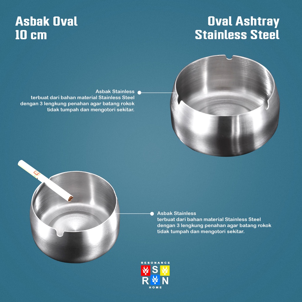 Asbak Oval Stainless 10 cm / Resonance Home