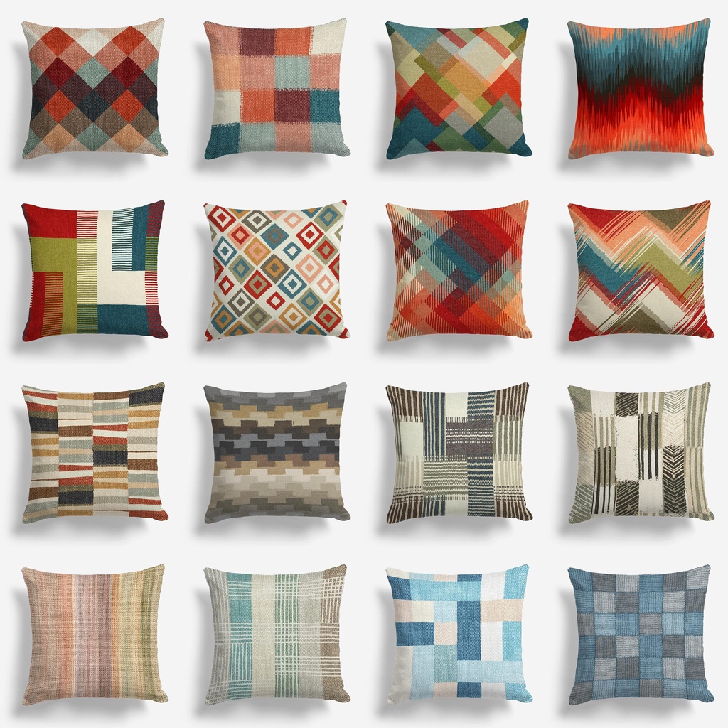 SARUNG Bantal Sofa Print 40X40 cm Motif Allington Patchwork Canvas Print Pillow Cushion Grabandgift