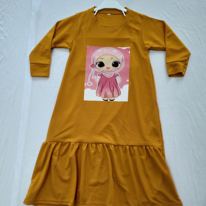 BAJU GAMIS KERUT MUSLIM ANAK PEREMPUAN UMUR 1-10 TAHUN/VIRAL DTF/ BUNGA