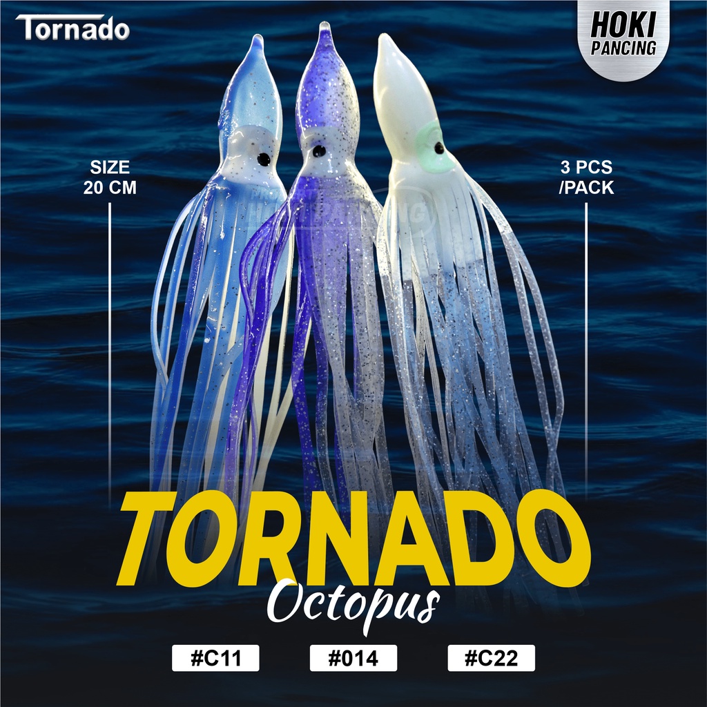 Soft Lure Umpan Pancing Skirt Squid Cumi Karet Tornado Rocket Octopus 18 20cm I Mancing Ikan