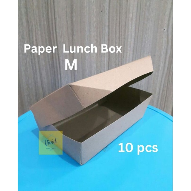 Paper Box M - Paper Lunch Box Kraft Take Away - Kotak Makan Kertas (10pcs)