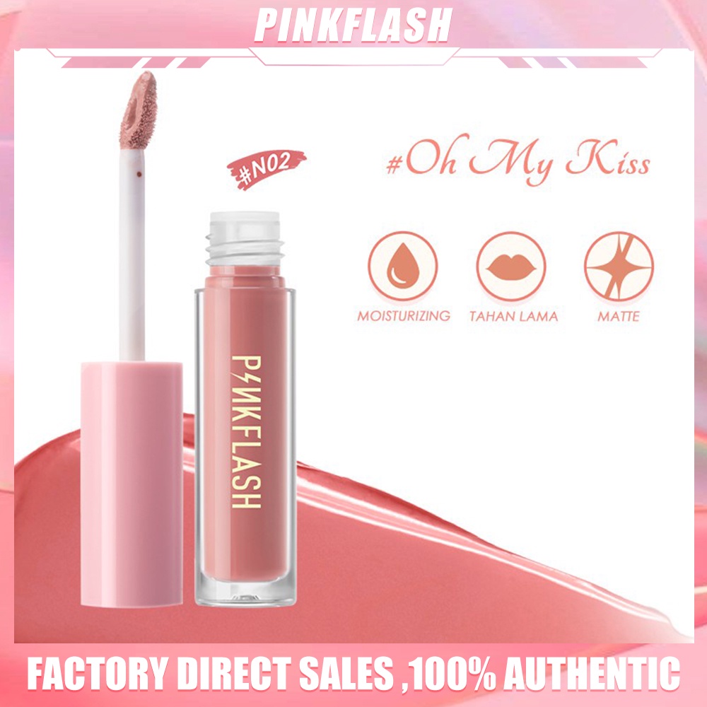 PINKFLASH Lipstik Madam Kosmetik Lip Cream Matte Lipstik Lembut Tahan Lama Pelembab Original Lipstik Lip Velvet Matte
