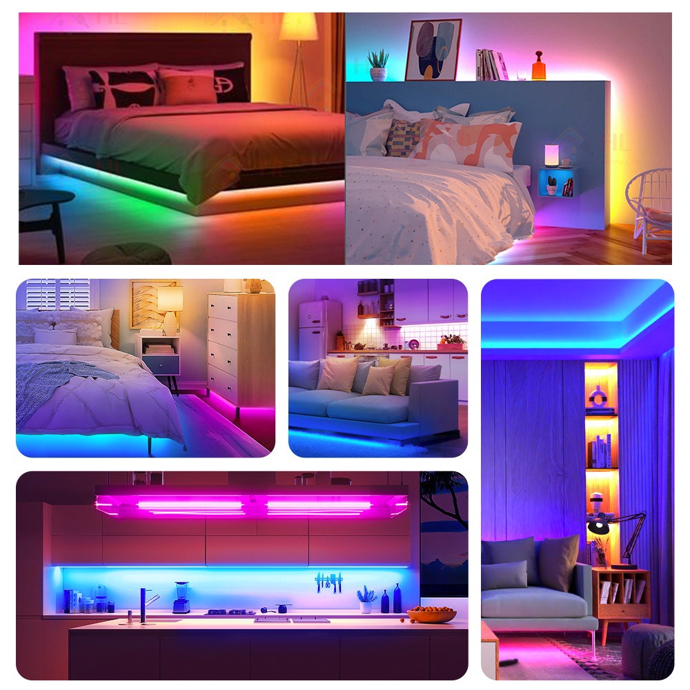 Lampu Led Strip -garansi 15 tahun- HP Fungsi sinkronisasi musik RGB 5050 2835 5M10M15M20M APP tahan air Sensor Music REMOTE LAMPU HIAS WARNA WARNI LAMPU KAMAR AESTHETIC  TUMBLR PLAFON