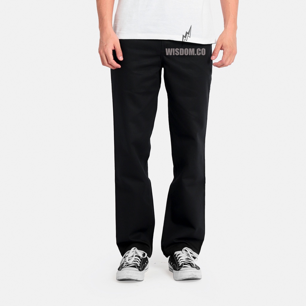 WISDOM Chino Pants Straight Canvas Walker -Black