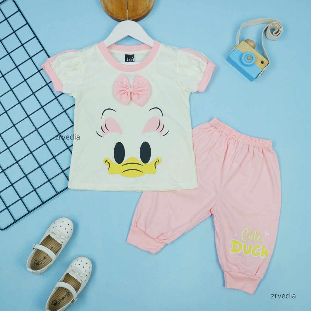 (KATUN) Set Bare Bears Size 1-10 Tahun / Baju Tidur Daily Anak Perempuan Setelan Karakter Kaos Lengan Pendek Celana Pendek