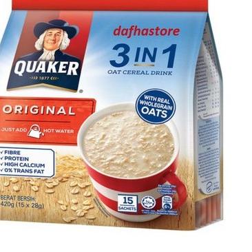 

✸ Quaker 3 in 1 oat cereal drink original isi 15 sachet x 28gram ✽