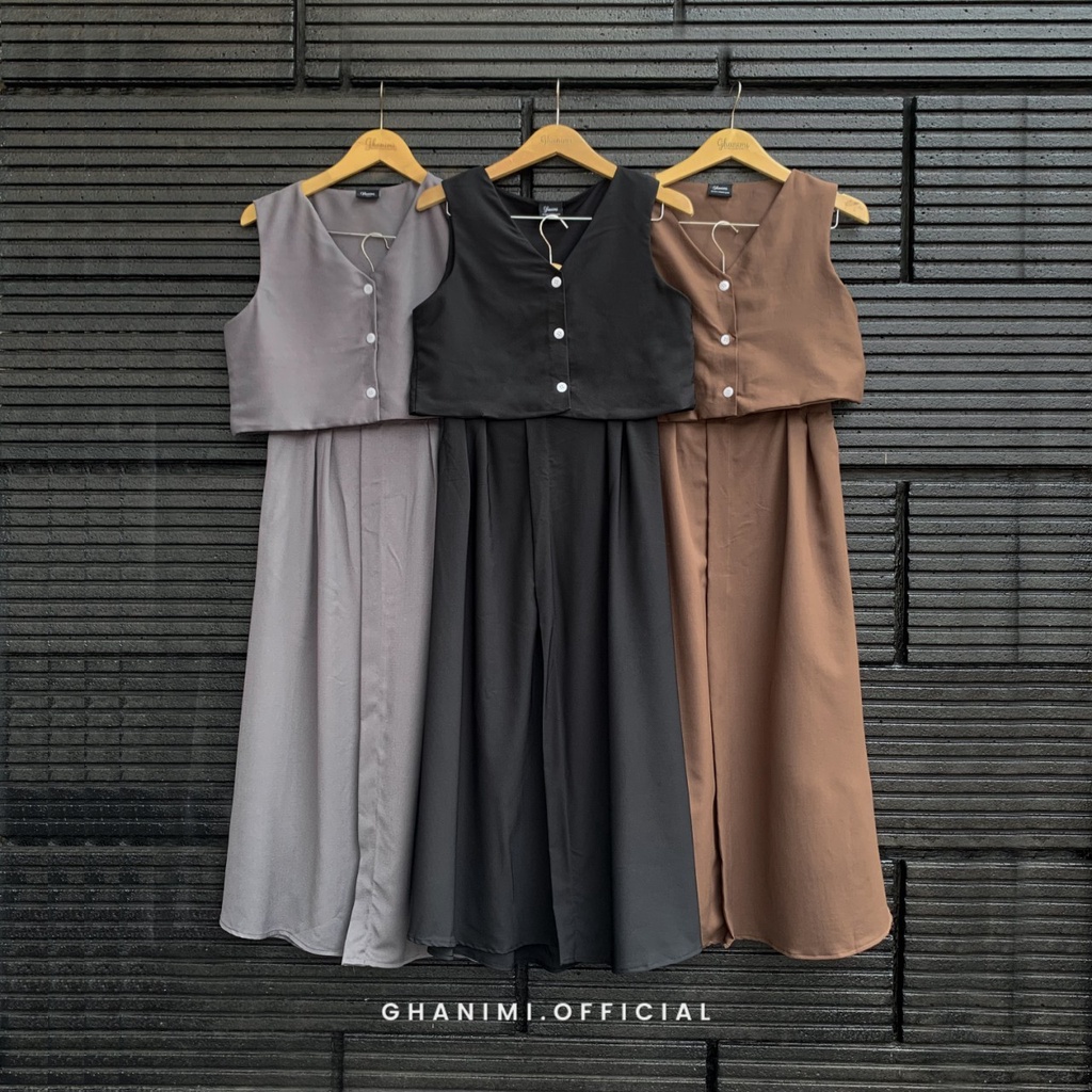 Ghanimi - Ivana One Set / Setelan Dress / setelan atasan bawahan / baju one set / baju satu set bawahan / rok rempel / atasan crop/ one set baju atasan bawahan korean style / oneset vintage