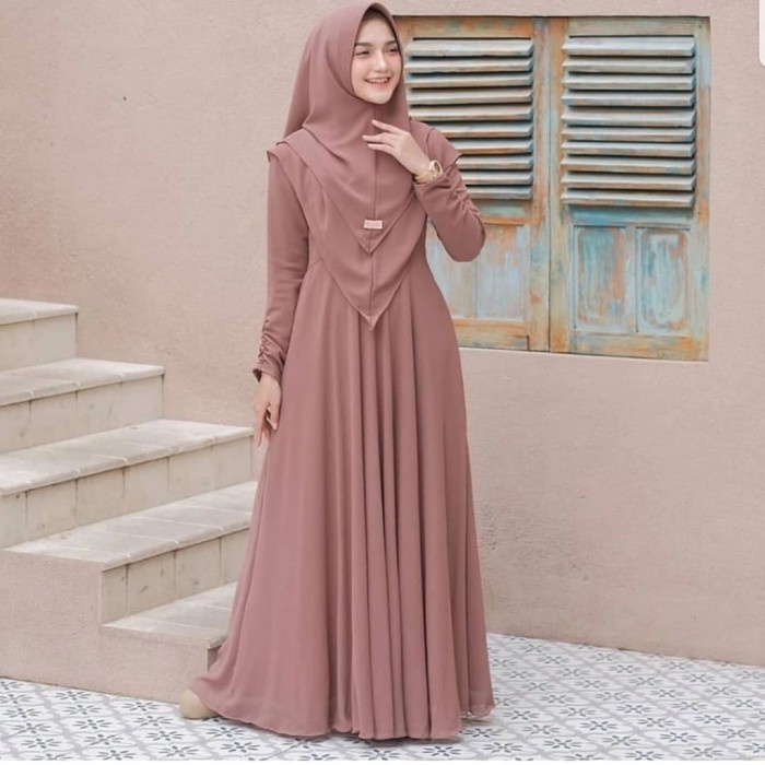 Baju Gamis Syari Wanita Terbaru Ukuran Jumbo Set Khimar Mewah Mayra - XL Y3I5