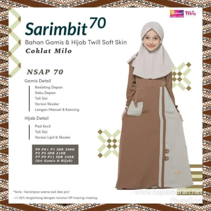 Gamis Anak Nibras Nsap 70 Coklat Milo Set Jilbab Couple Baju Lebaran