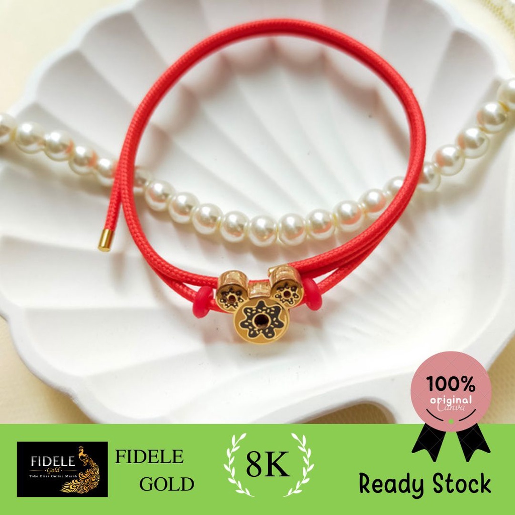 Gelang tali kalung disney UBS emas asli mickey mouse emas 375