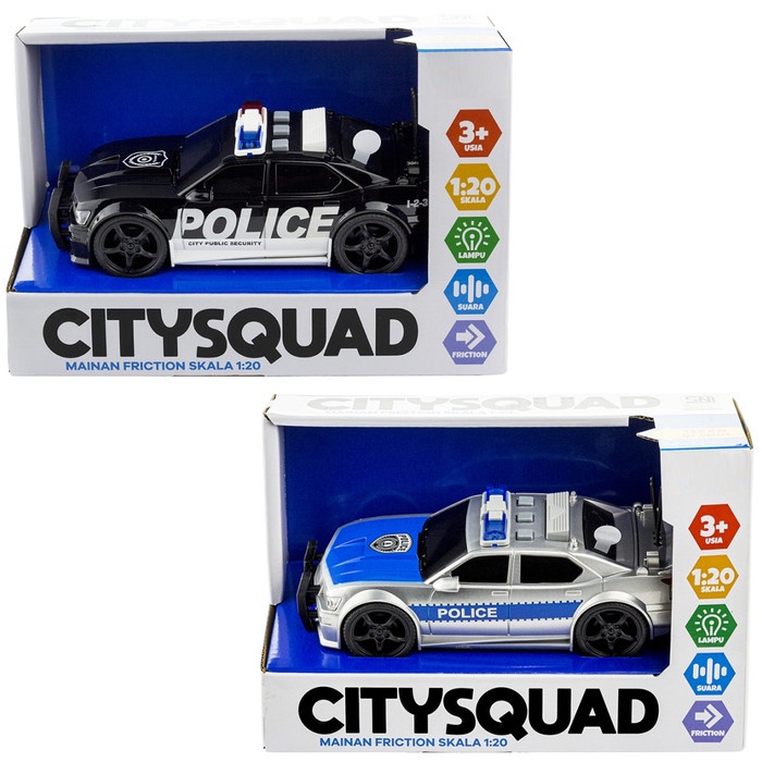 CITY SQUAD POLICE CAR WITH LIGHT AND SOUNDS MAINAN MOBIL POLISI TERMURAH