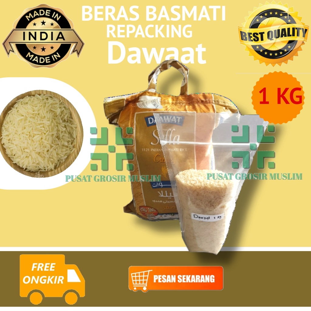 Promo Beras Basmati 1kg 1 kg Premium Daawat, Abu Kass, White Pearl Original Dijamin Atau uang kembali!!!