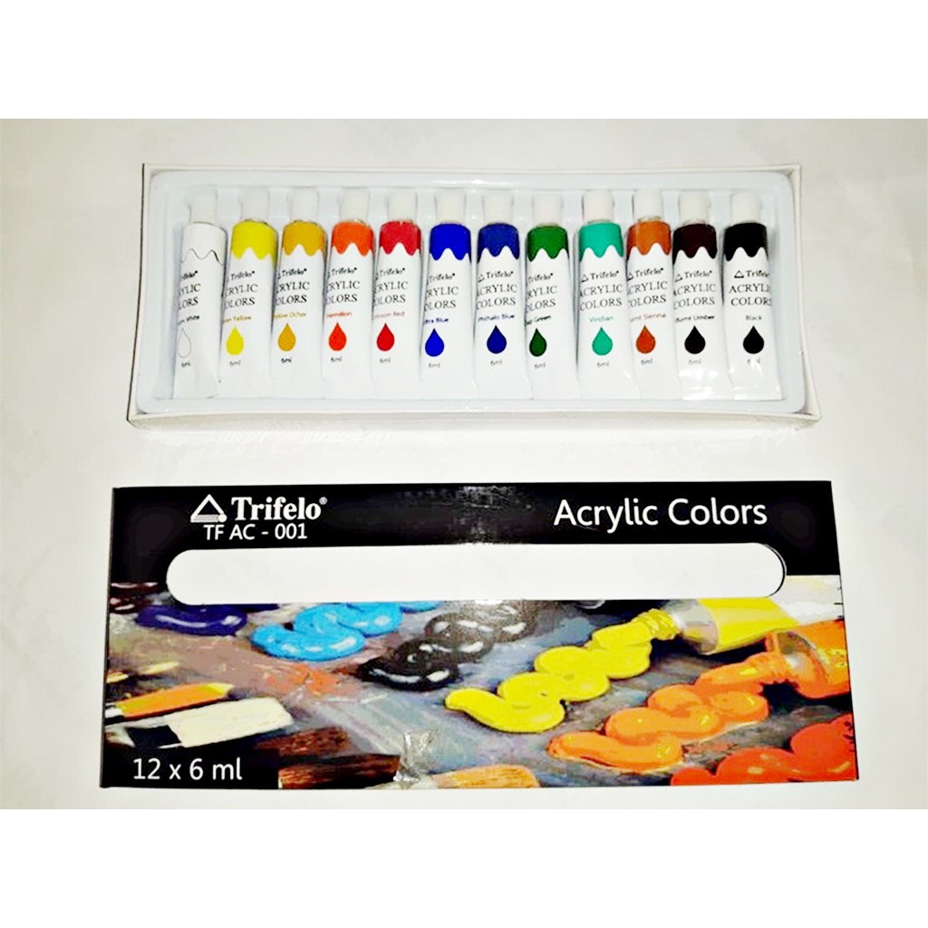

RK Cat Aklirik 1 Set 12 Warna Trifelo Acrylic Colour Aclirik 6ml Paint Kanvas 6 ml