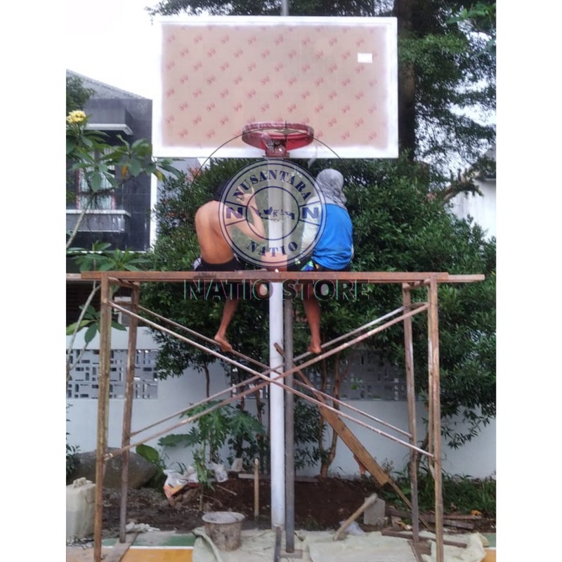 Tiang Basket Tanam 105×180 cm Ring Per 2 Akrilik 15mm + Tanam Langsung