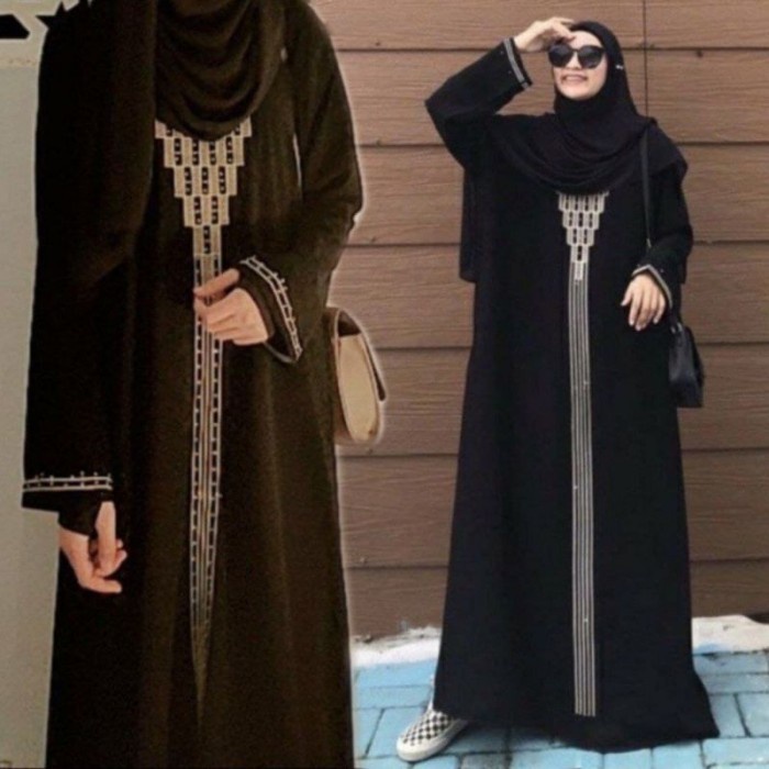 Gamis Abaya hitam bordir piramid gamis arab turkey dress renda dubai polos(X2T5) Gamis Turkey Terbar