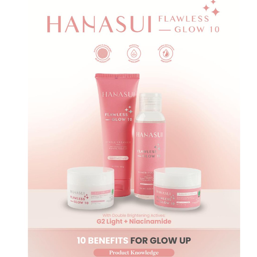 (ECER) / HANASUI FLAWLESS GLOW 10 PAKET LENGKAP 4IN1