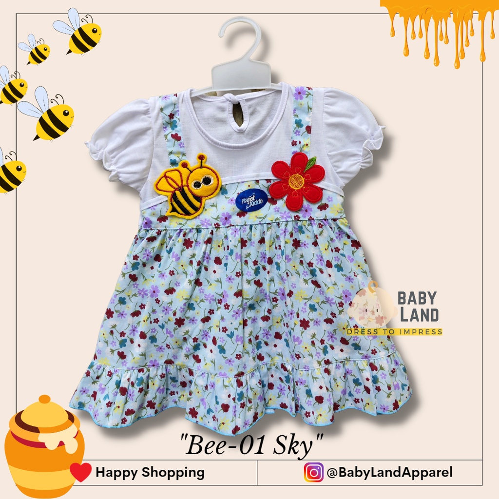 (Big Bee-01) Dress bayi perempuan 12-24 bulan 1-2 tahun  / baju bayi anak perempuan lucu Planet Kidz