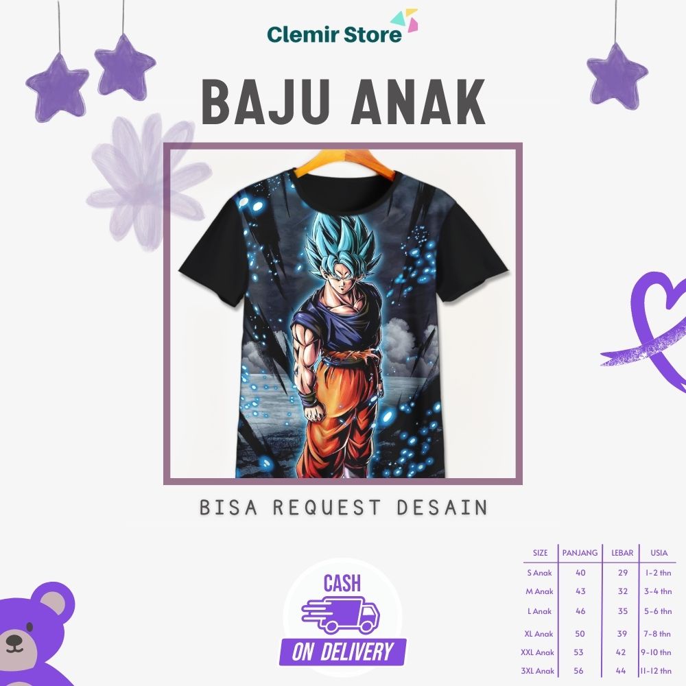 Baju Dragon Ball Anak Laki Laki Kaos Dragon Ball Cowok Printing 3D - Dragon Ball Z Goku V2