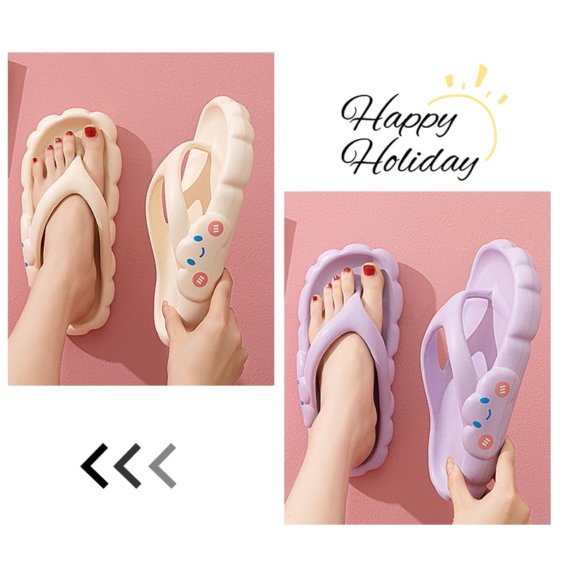 Sandal Jepit Wanita Cute Cloud Sandal Jelly Korean Import  Sandal Slop Sendal Wanita Terbaru 2023 Kamar Empuk Nyaman Tebal Rumah High Quality