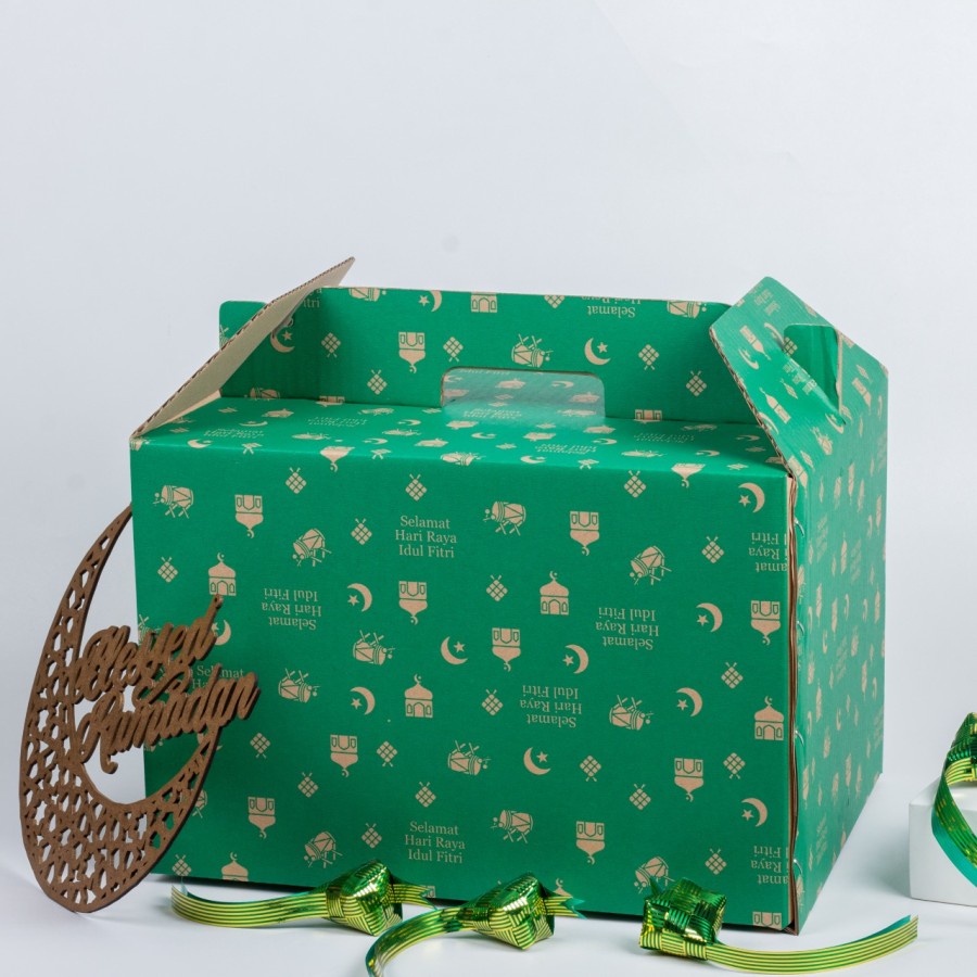 

(10 PCS) KARDUS PARCEL LEBARAN KOTAK JINJING HAMPERS BOX PACKAGING DUS TENTENG GIFTBOX IDUL FITRI 34x26x23 cm