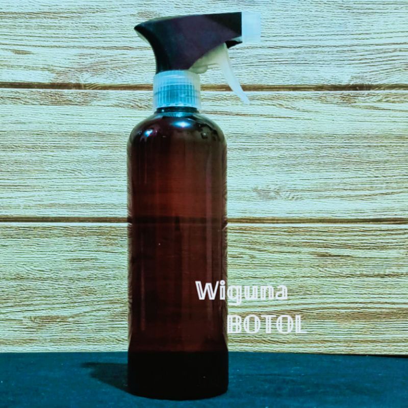 Botol Kispray 500ml Amber Model Tinggi / Botol PET 500ml Coklat Tutup Spray Kispray